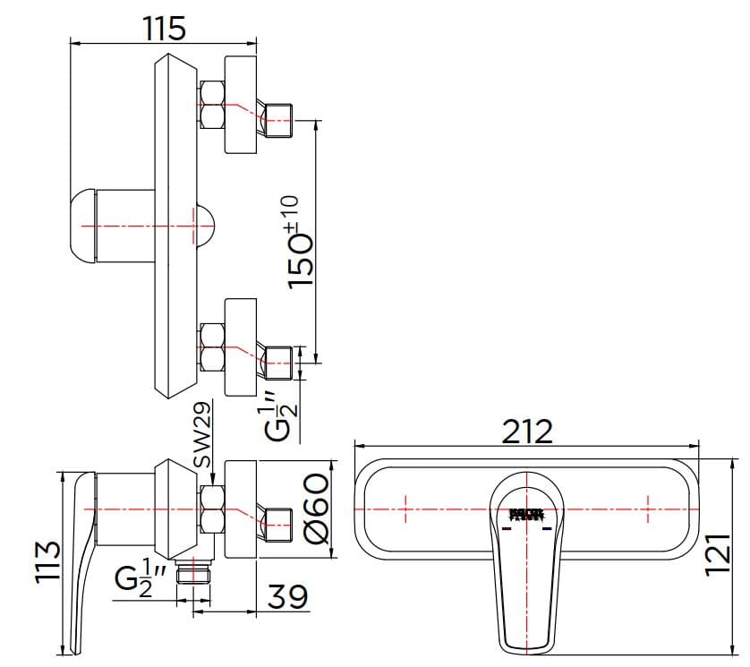 Van điều chỉnh sen tắm màu chrome Karat KF-68-760-50