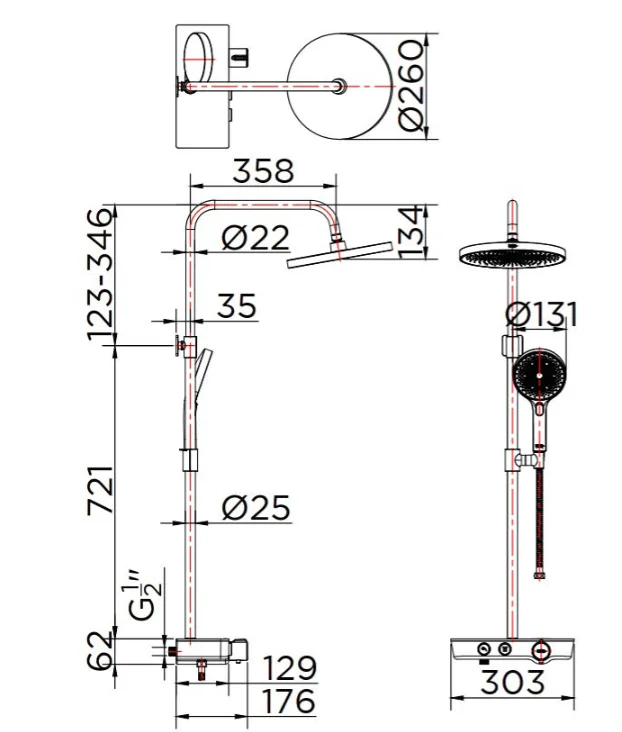 Sen Tắm Cây Đứng Mạ Vàng KARAT KRS-002-623-41