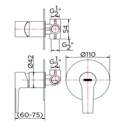 Bản vẽ mặt nạ điều chỉnh gắn tường Kallista P40881