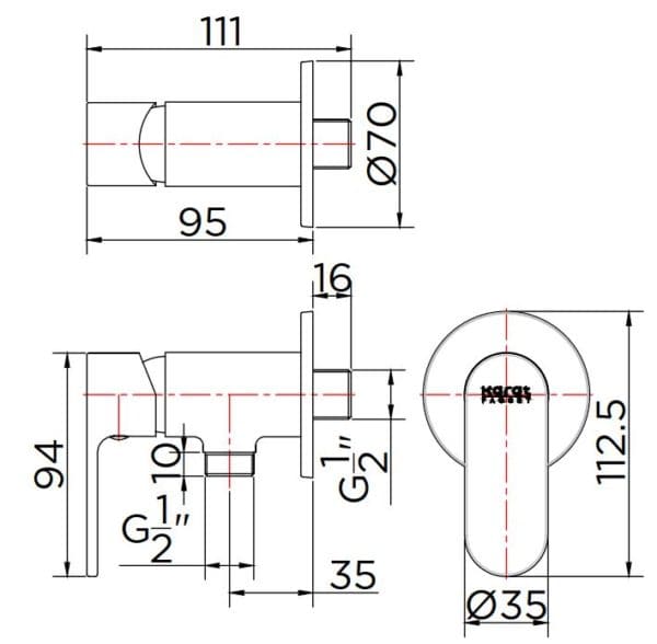 Van điều chỉnh sen tắm màu chrome Karat KF-68-760-50