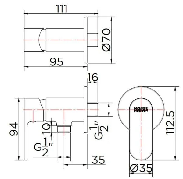 Van điều chỉnh sen tắm màu chrome Karat KF-68-760-50