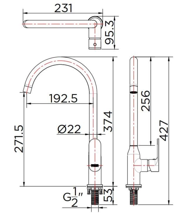 Vòi rửa bát nước lạnh mạ chrome Karat KF-58-917-50