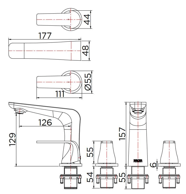 Vòi chậu rửa 3 lỗ Karat KF-76-168-50