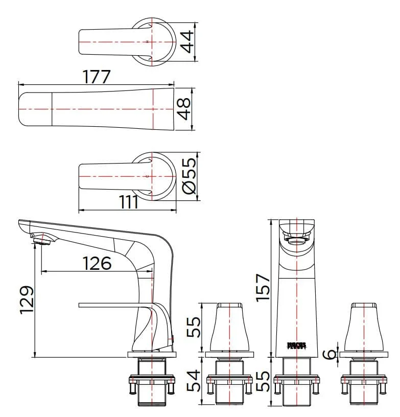 Vòi chậu rửa 3 lỗ Karat KF-76-168-50