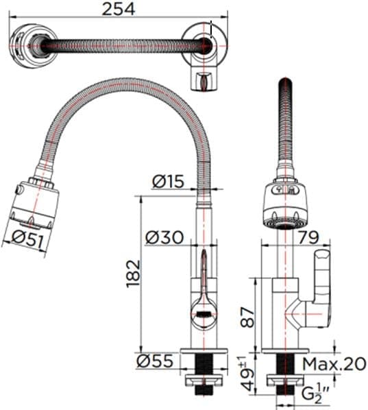 Vòi rửa bát nước lạnh mạ chrome Karat KF-63-519-50