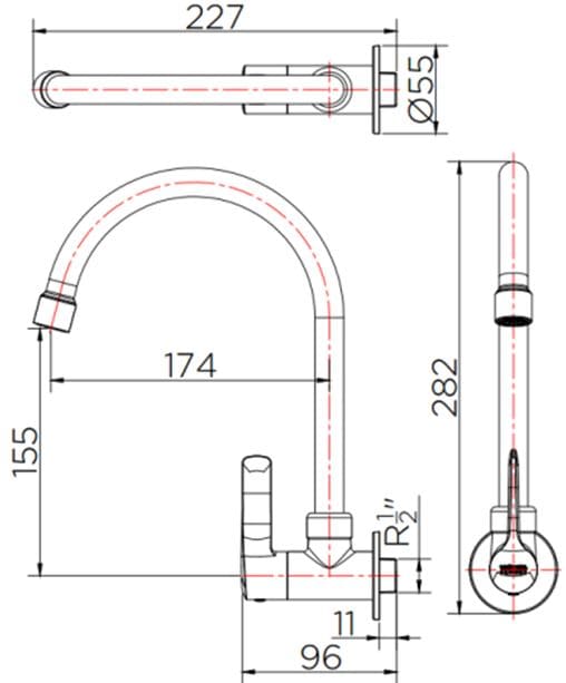 Vòi rửa bát nước lạnh gắn tường Karat KF-63-531-50