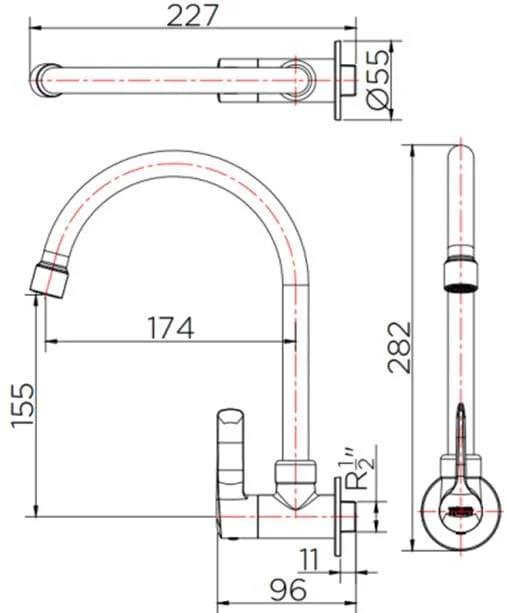 Vòi rửa bát nước lạnh gắn tường Karat KF-63-531-50