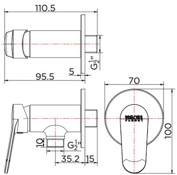 Mặt nạ điều chỉnh sen tắm âm tường karat KF-63-450-50