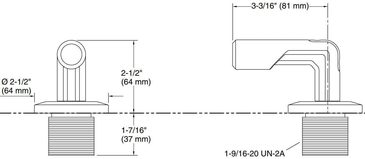 Bản vẽ tay cầm chuyển hướng nước Kallista P34580