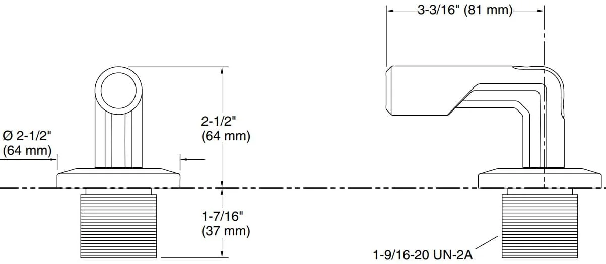 Bản vẽ tay cầm chuyển hướng nước Kallista P34580