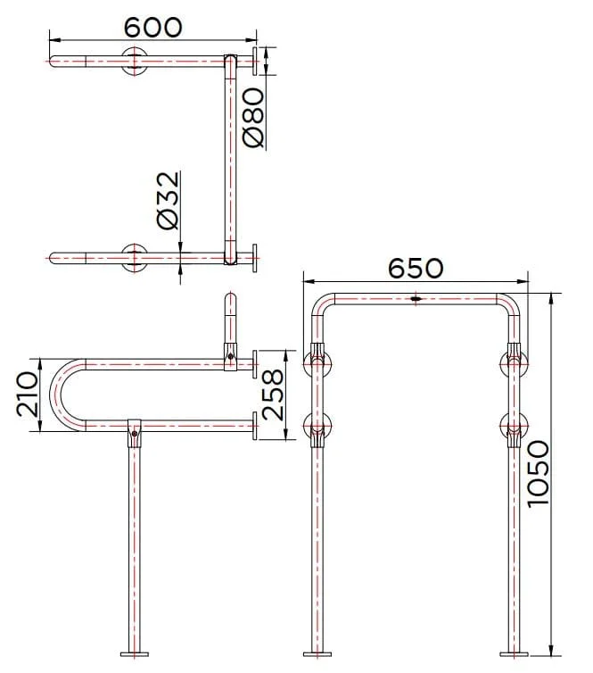 Thanh vịn người tàn tật Karat KB-11-836-ST(D)