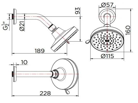 Bát sen tắm gắn tường 3 chức năng Karat KS-05-113-50