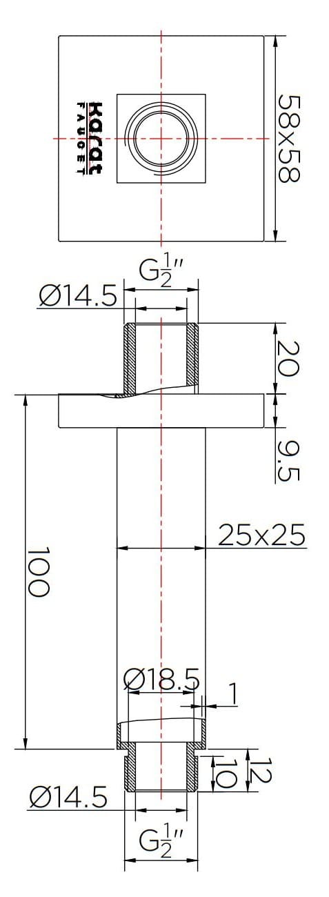 Cần sen tắm gắn trần Karat KS-07-441-50