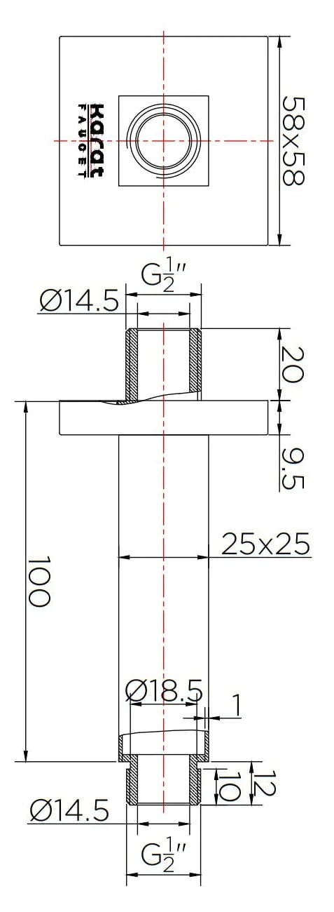 Cần sen tắm gắn trần Karat KS-07-441-50