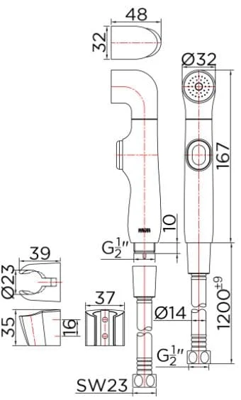 Vòi xịt vệ sinh mạ đen Karat KA-07-361-55