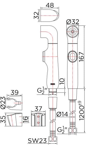 Vòi xịt vệ sinh mạ đen Karat KA-07-361-55