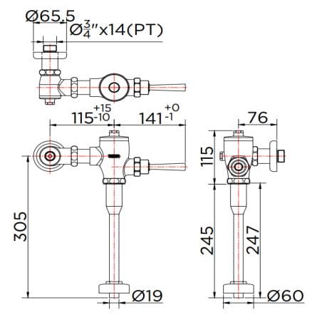 Van xả cảm ứng tiểu nam dùng pin Karat KV-01-014-50