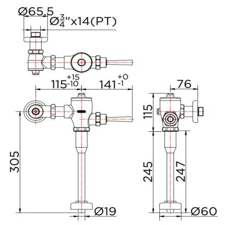 Van xả cảm ứng tiểu nam dùng pin Karat KV-01-014-50