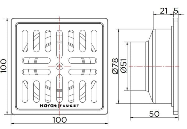 Bản vẽ kỹ thuật ga thoát sàn Ecobath EC1075B