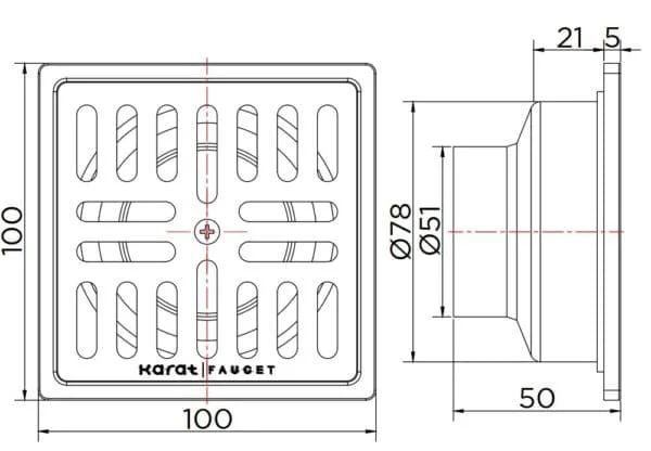 Bản vẽ kỹ thuật ga thoát sàn Ecobath EC1075B