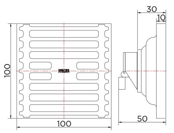 Bản vẽ kỹ thuật ga thoát sàn Ecobath EC1075B