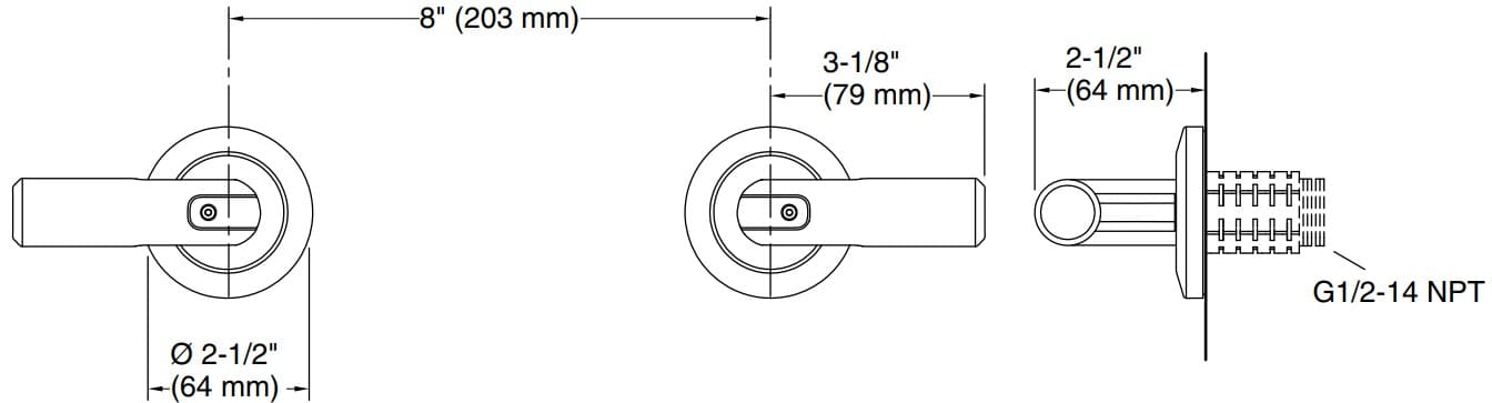 Bản vẽ tay gạt vòi tắm Kallista P34587
