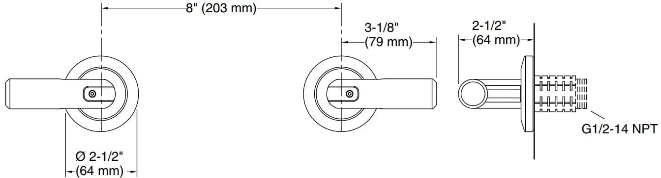 Bản vẽ tay gạt vòi tắm Kallista P34587