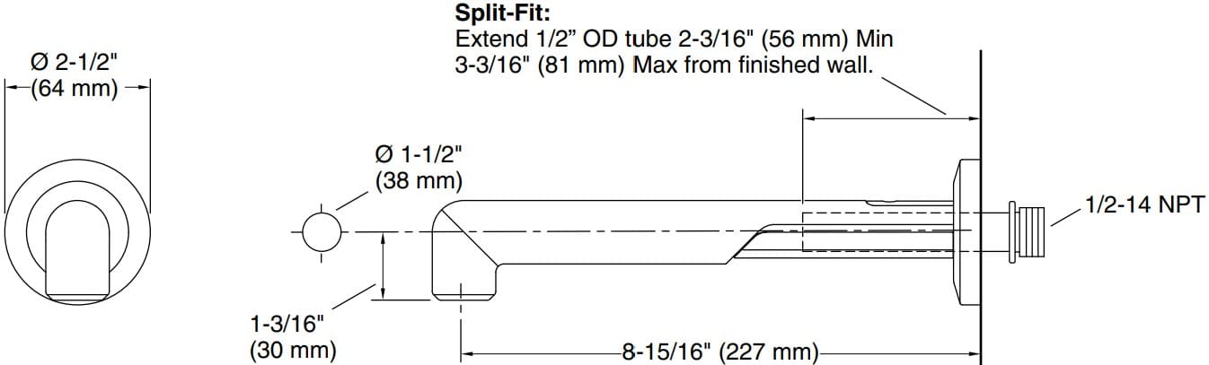 Bản vẽ vòi tắm Kallista P34588