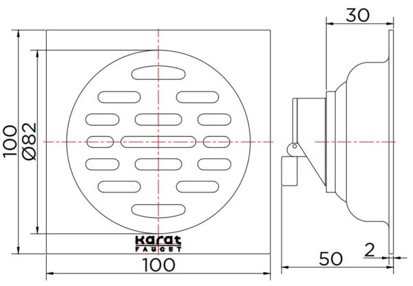 Bản vẽ kỹ thuật ga thoát sàn Karat KA-48-832-WT