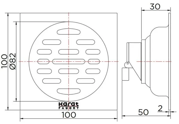 Bản vẽ kỹ thuật ga thoát sàn Karat KA-48-832-WT