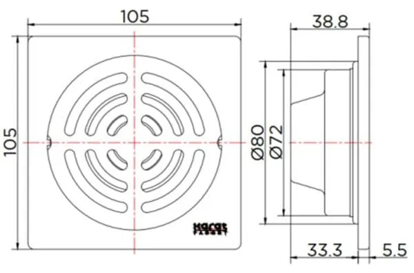 Bản vẽ kỹ thuật ga thoát sàn Karat KA-06-832-ST