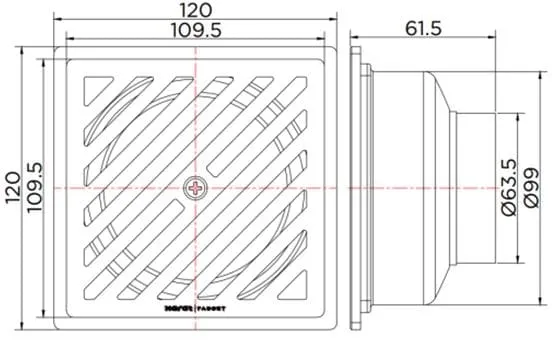 Bản vẽ kỹ thuật ga thoát sàn Karat KA-55-832-ST