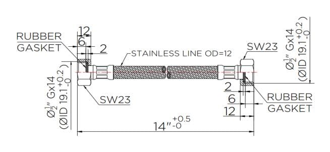 Dây cấp nước dài 14cm karat KA-01-500-14-WH