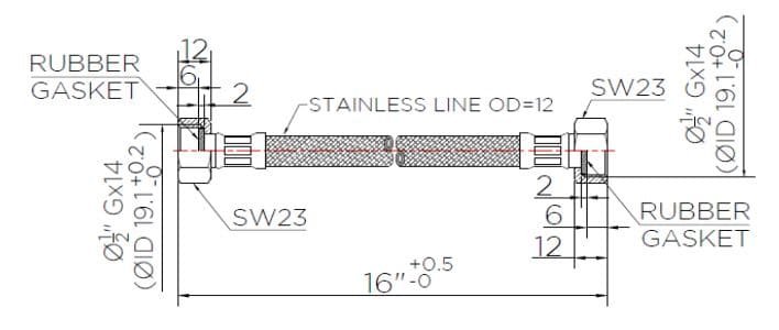 Dây cấp nước dài 16cm karat KA-01-500-16-WH