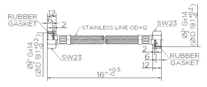Dây cấp nước dài 16cm karat KA-01-500-16-WH