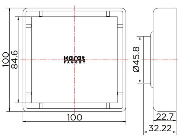 Bản vẽ kỹ thuật ga thoát sàn Karat KA-50-832-WT