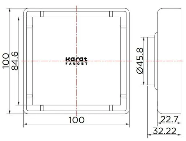 Bản vẽ kỹ thuật ga thoát sàn Karat KA-50-832-WT