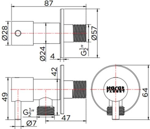 Bản vẽ kỹ thuật van khóa nước karat KA-01-412-63