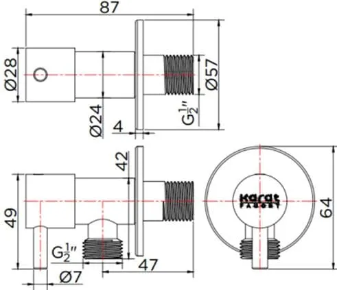 Bản vẽ kỹ thuật van khóa nước karat KA-01-412-63