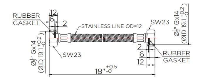 Dây cấp nước dài 18cm karat KA-01-500-18-WH