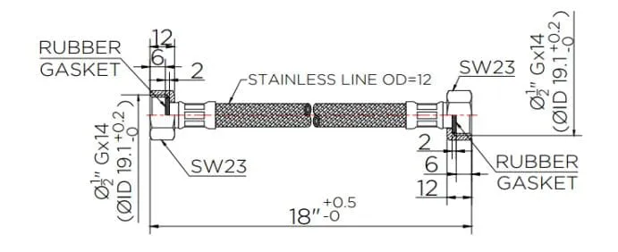 Dây cấp nước dài 18cm karat KA-01-500-18-WH