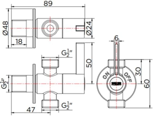 Bản vẽ kỹ thuật van khóa nước karat KA-03-422-63