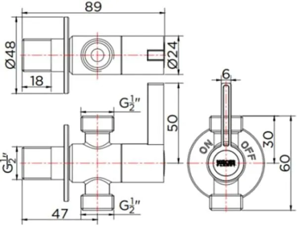 Bản vẽ kỹ thuật van khóa nước karat KA-03-422-63
