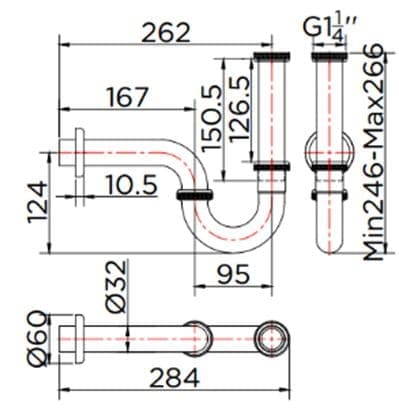 Bản vẽ kỹ thuật đuôi xiphong chữ P Karat KA-01-123-50