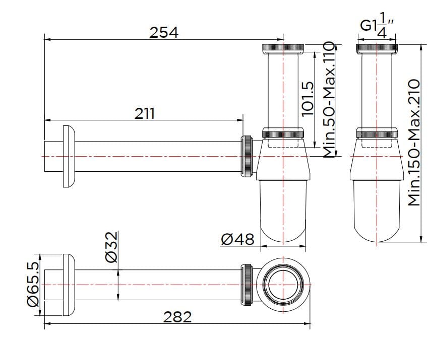 Bản vẽ kỹ thuật đuôi xiphong chữ P Karat KA-02-112-50