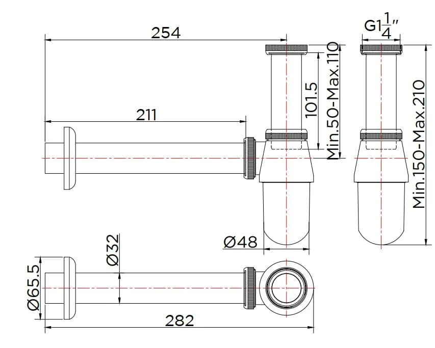Bản vẽ kỹ thuật đuôi xiphong chữ P Karat KA-02-112-50