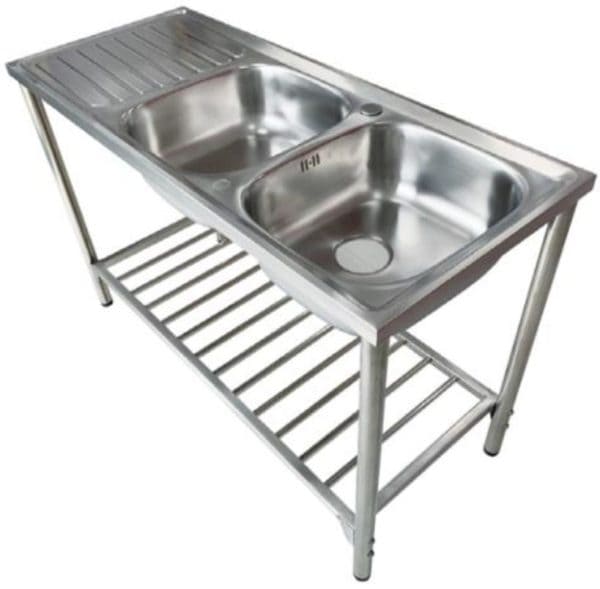 Chậu rửa bát 2 hố có bàn kèm chân đế Karat KK-02-023H-63