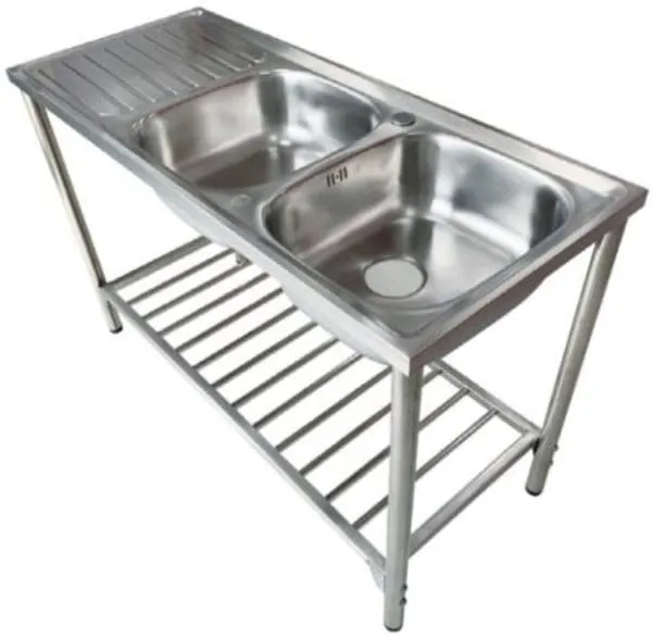 Chậu rửa bát 2 hố có bàn kèm chân đế Karat KK-02-023H-63
