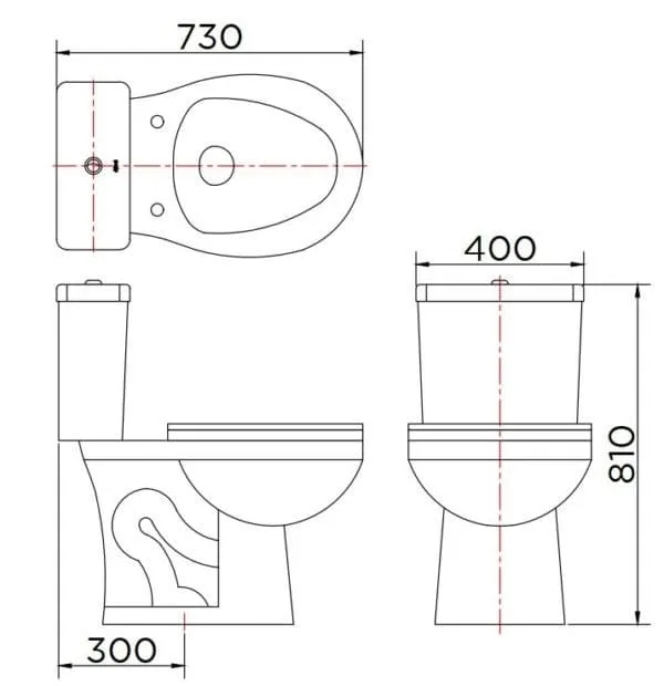 Bản vẽ kỹ thuật bồn cầu 2 khối Karat ECT-01-221D-11
