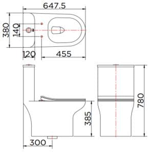Bản vẽ kỹ thuật bồn cầu 1 khối Karat ECT-02-101D-11
